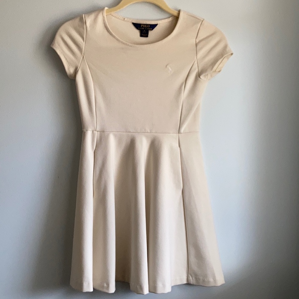 Polo girls cream short sleeve dress